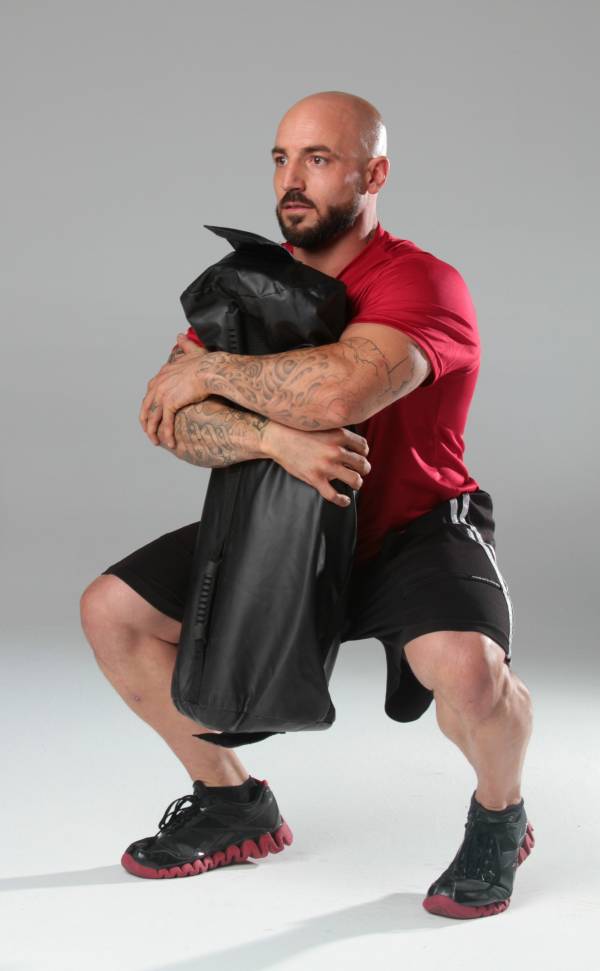 josh henkin, sandbags, ultimate sandbag training, bear hug squat