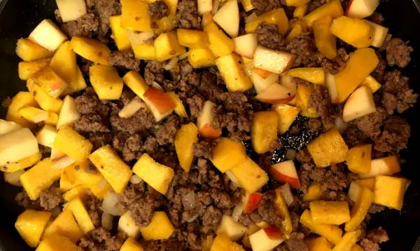 Apples and squash are the perfect complement to sausage dressing.