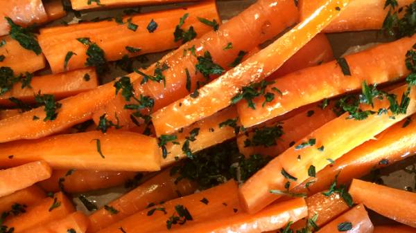 Roasted carrots with herbs.