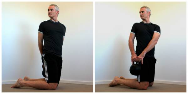 Tall kneeling rotations with load.