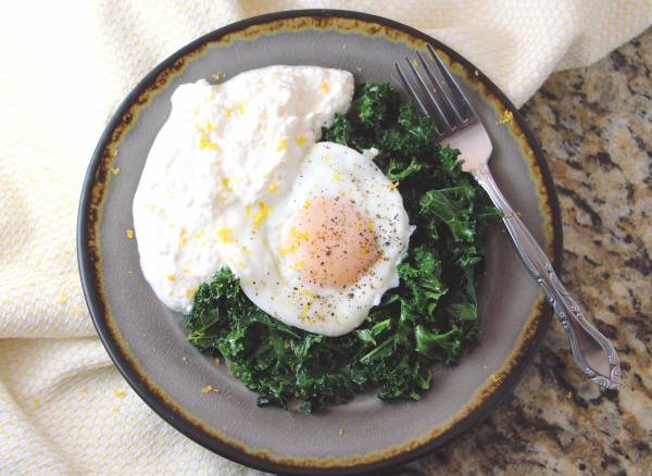 Egg with Lemon Ricotta and Kale