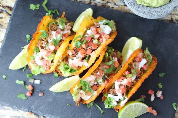 Carnitas with Cheese Crisp Shells