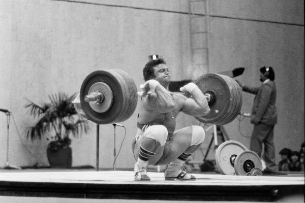 Olympic weightlifter in competition