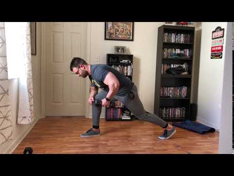 lunge position single arm row