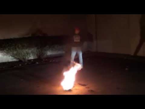 Flaming Kettlebell Juggling