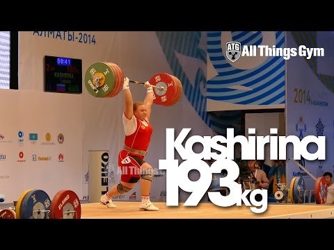 Tatiana Kashirina 193kg Clean and Jerk World Record Almaty 2014 w/ Slow Motion