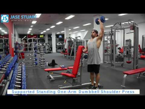 Supported Standing One Arm Dumbbell Shoulder Press
