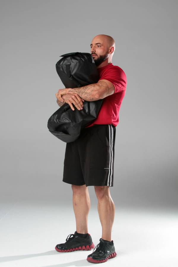 josh henkin, sandbags, ultimate sandbag training, bear hug squat