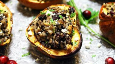Stuffed squash is a versatile vegetarian option for your holiday table.