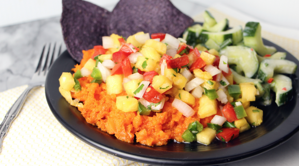 Hawaiian Sweet Potatoes with Creamy Cucumber Salad Breaking Muscle