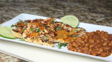 Grilled Cauliflower and Maple Baked Beans