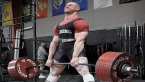 Danny Grigsby amidst a 964-pound deadlift double