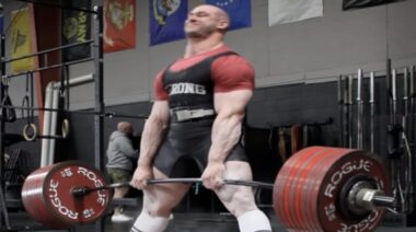 Danny Grigsby amidst a 964-pound deadlift double