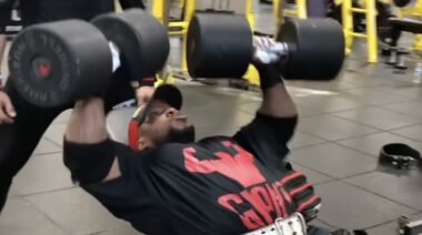 Shaun Clarida shows off his endurance with 150-pound dumbbell incline presses in April 2022