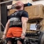 Ben Thompson completes the heaviest-ever deadlift 18 inches from the floor in May 2022