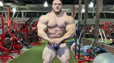 Bodybuilder Nick Walker flexing muscles