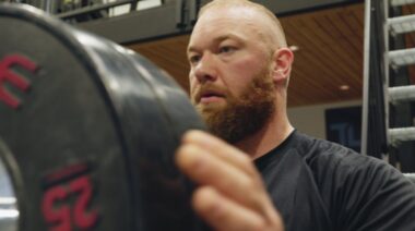 Strongman Hafthor Bjornsson in gym