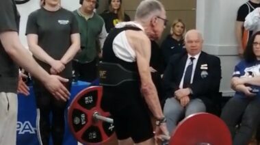 84-year-old Brian Winslow performing deadlift