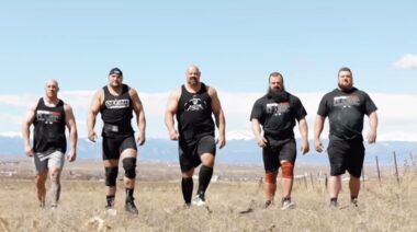Brian Shaw, Trey Mitchell, and other American strongmen before training session 2023