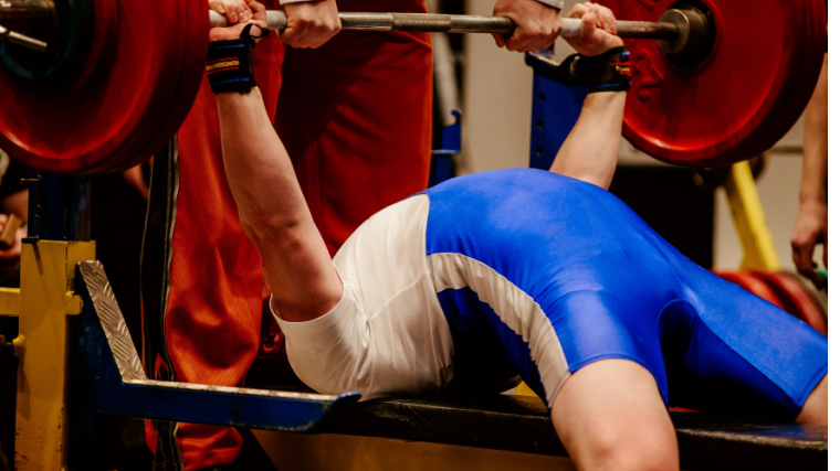 powerlifter preparing to bench press