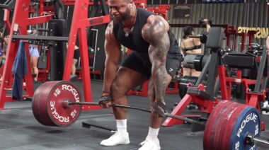 Powerlifter Jamal Browner deadlifting in gym