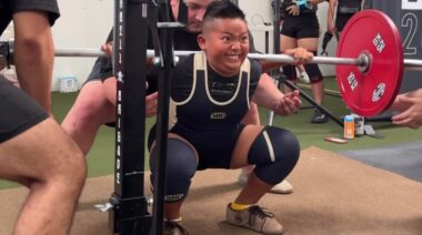 11-year old powerlifting Jordan Mica performing squat