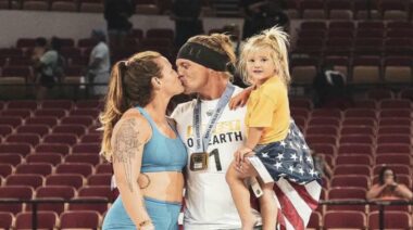Sam Dancer with family after 2023 CrossFit Games