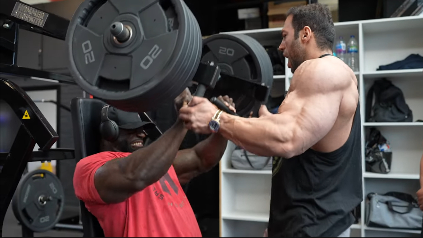 Photo of Samson Dauda Trains Chest and Calves with Basic Physique Olympia Competitor Michael Daboul 