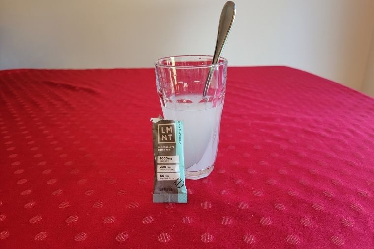 LMNT Electrolyte Powder mixed in water