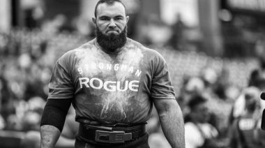 Oleksii Novikov looks intensely at the 2022 Rogue Strongman Invitational.