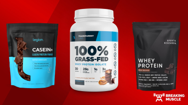 Legion Casein+, Transparent Labs Grass-Fed Whey Protein Isolate and Sports Research Whey Protein together