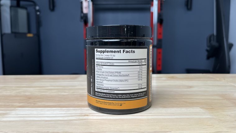 Supplement facts label for Onnit Alpha Brain