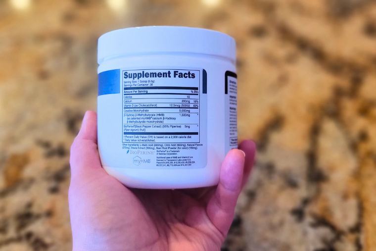 Supplement fact label for Transparent Labs Creatine HMB